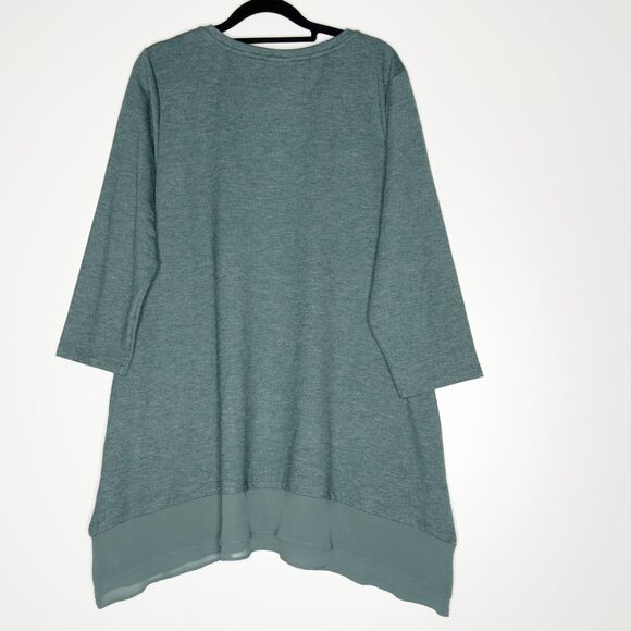 LOGO Lounge Lori Goldstein French Terry Tunic Top Green Women's Size Large - Picture 6 of 7